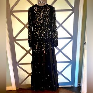 ASOS black embroidered/beaded floral tiered dress (maxi version) NWT